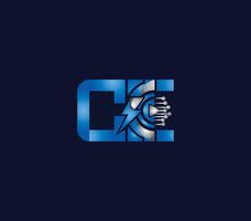 Thunder Energy CE letter Blue Color Logo Design Company Concept vector