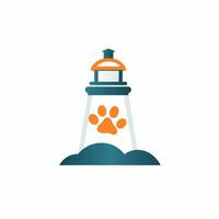 AI generated Animal shelter filled colorful logo. Reliability business value. Lighthouse and paw print simple icon. Design element. Ai art for corporate branding vector