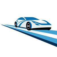 AI generated Car in motion filled blue logo. High performance vehicle. Automobile on road simple icon. Design element. Ai art for corporate branding, website vector