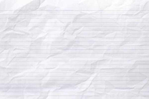 Top view empty blue lined paper with wrinkled background and texture.