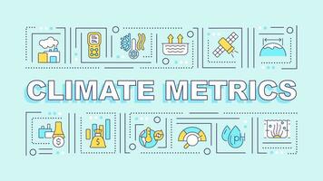 Climate metrics text with various thin line icons concept on blue monochromatic background, editable 2D vector illustration.