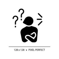 2d píxel Perfecto glifo estilo postergación icono, aislado vector, silueta ilustración representando psicología. vector