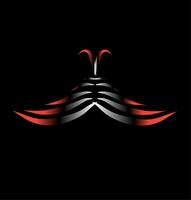 a scorpion with red and black stripes on a black background vector