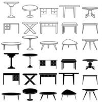 Table icon vector set. Furniture illustration sign collection. Coffee table symbol. Workplace logo.