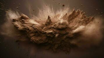 AI generated Mocha color powder splash background photo