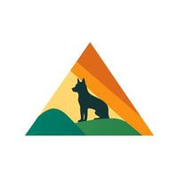 AI generated Dog training service filled colorful logo. Integrity business value. Mountain and dog silhouette icon. Design element. Ai art for corporate branding vector