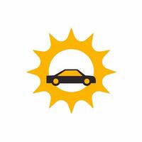 AI generated Solar vehicle filled colorful logo. Sustainability business value. Sun and car simple icon. Design element. Ai art for corporate branding, website vector