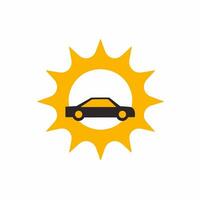 AI generated Solar vehicle filled colorful logo. Sustainability business value. Sun and car simple icon. Design element. Ai art for corporate branding, website vector