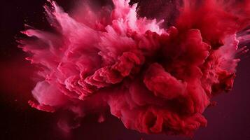 AI generated Ruby color powder splash background photo