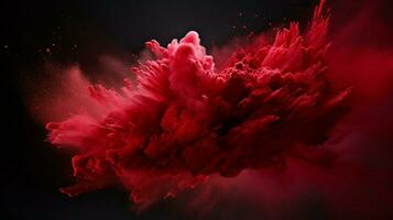 AI generated Ruby color powder splash background photo