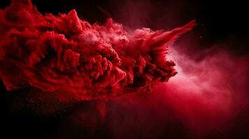 AI generated Ruby color powder splash background photo