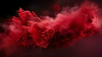 AI generated Ruby color powder splash background photo