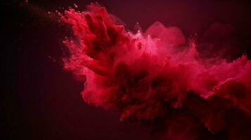 AI generated Ruby color powder splash background photo