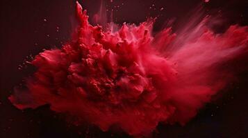 AI generated Ruby color powder splash background photo