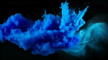 AI generated Sapphire color powder splash background photo