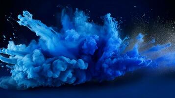 AI generated Sapphire color powder splash background photo