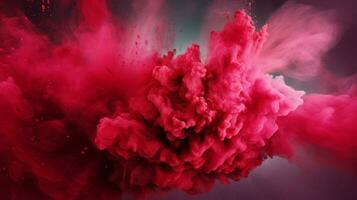 AI generated Ruby color powder splash background photo