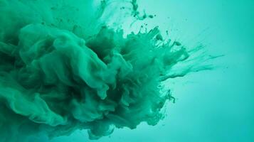 AI generated Sea green color powder splash background photo