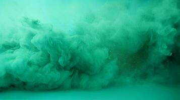 AI generated Sea green color powder splash background photo