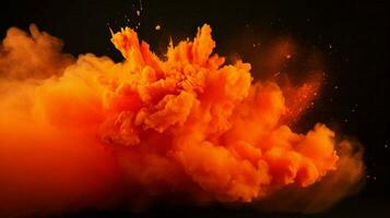 AI generated Tangerine color powder splash background photo