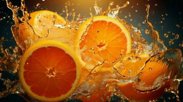 AI generated Tangerine color splash background photo