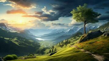 AI generated Nature Landscapes background photo