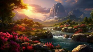 AI generated Nature Landscapes background photo