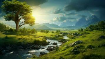 AI generated Nature Landscapes background photo