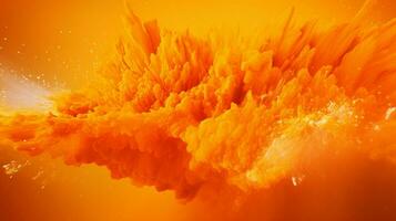 AI generated Tangerine color powder splash background photo