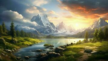 AI generated Nature Landscapes background photo