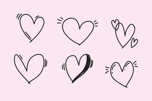 Collection of hand drawn hearts vector