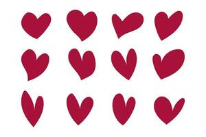 Collection of hand drawn hearts vector