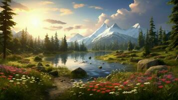 AI generated Nature Landscapes background photo
