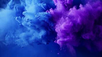 AI generated Indigo color powder splash background photo