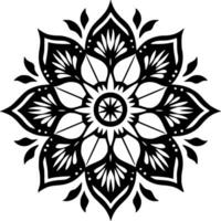 mandala - negro y blanco aislado icono - vector ilustración