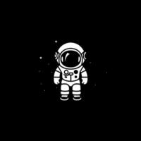 astronauta - negro y blanco aislado icono - vector ilustración