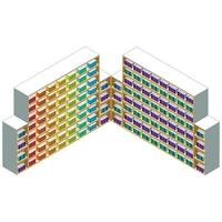 Isometric Library Bookshelf vector