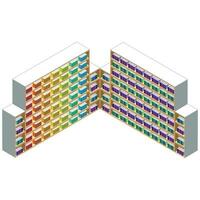 Isometric Library Bookshelf vector