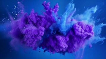 AI generated Indigo color powder splash background photo