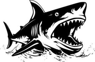 Shark, Black and White Vector illustration