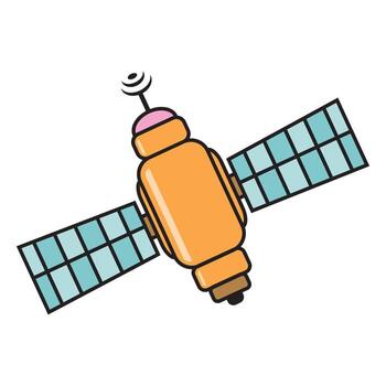 Satellite isolated on a white background, color vector illustration of a flat design in cartoon style.