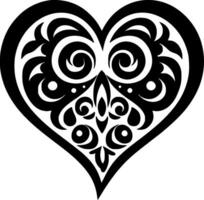 corazón - negro y blanco aislado icono - vector ilustración