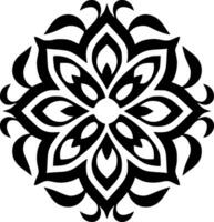 mandala - negro y blanco aislado icono - vector ilustración