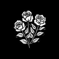 rosas - negro y blanco aislado icono - vector ilustración