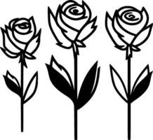 rosas, negro y blanco vector ilustración