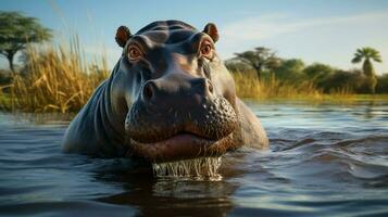 AI generated Hippopotamus high quality background photo