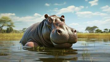 AI generated Hippopotamus high quality background photo