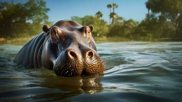 AI generated Hippopotamus high quality background photo