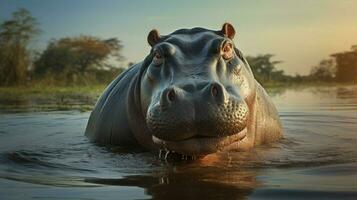 AI generated Hippopotamus high quality background photo