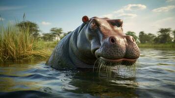 AI generated Hippopotamus high quality background photo